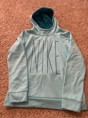 Nike Light Blue Hoodie with Large NIKE Logo